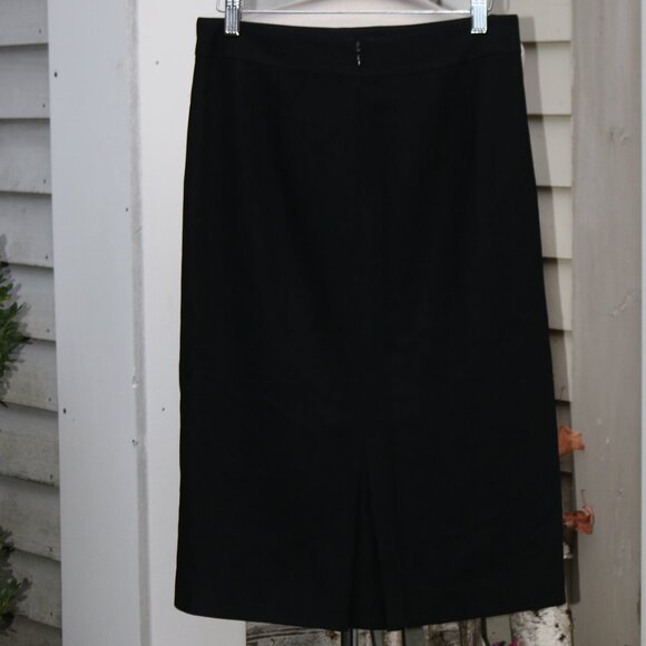 J Crew Black Wool w Back Inverted Pleat Classic Pencil Skirt Sz 6 - Picture 2 of 5
